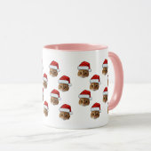おもしろいカスタム顔フォトサンタキャットハットクリスマス マグカップ (正面右)
