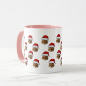 おもしろいカスタム顔フォトサンタキャットハットクリスマス マグカップ (正面左)
