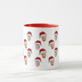 おもしろいカスタム顔フォトサンタクロース帽子クリスマス マグカップ (中央)