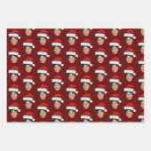 おもしろいカスタム顔フォトサンタクロース帽子クリスマス ラッピングペーパーシート (正面3)