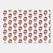 おもしろいカスタム顔フォトサンタクロース帽子クリスマス ラッピングペーパーシート (正面)