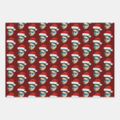 おもしろいカスタム顔フォトサンタクロース帽子クリスマス ラッピングペーパーシート (正面3)