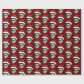 おもしろいカスタム顔フォトサンタクロース帽子クリスマス ラッピングペーパー (フラット)