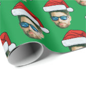 おもしろいカスタム顔フォトサンタクロース帽子クリスマス ラッピングペーパー (ロールコーナー)