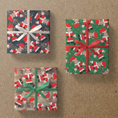 おもしろいカスタム顔フォトサンタクロース ラッピングペーパーシート