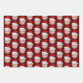 おもしろいカスタム顔フォトサンタヘッドクリスマス ラッピングペーパーシート (正面3)