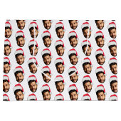 おもしろいカスタム顔フォトサンタヘッドクリスマス ラージペーパーバッグ (正面)