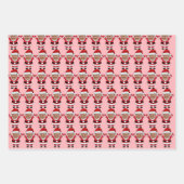 おもしろいカスタム顔フォトサンタヘッドトランプピンク ラッピングペーパーシート (正面3)