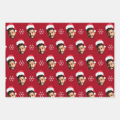 おもしろいカスタム顔フォトサンタヘッド&スノーフレーク ラッピングペーパーシート (正面2)
