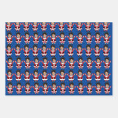 おもしろいカスタム顔フォトサンタヘパーソナライズされたッド ラッピングペーパーシート (正面3)