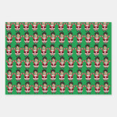 おもしろいカスタム顔フォトサンタヘパーソナライズされたッド ラッピングペーパーシート (正面2)