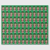 おもしろいカスタム顔フォトサンタヘパーソナライズされたッド ラッピングペーパー (フラット)