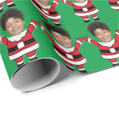 おもしろいカスタム顔フォトサンタヘパーソナライズされたッド ラッピングペーパー (ロールコーナー)