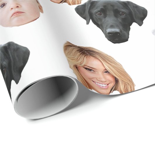 おもしろいカスタム顔フォトファミリー顔3枚 ラッピングペーパー (ロールコーナー)