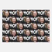 おもしろいカスタム顔フォト誕生日エイジブラック ラッピングペーパーシート (正面)