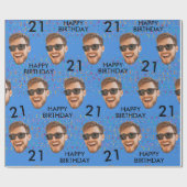 おもしろいカスタム顔フォト誕生日パーティー ラッピングペーパー (フラット)