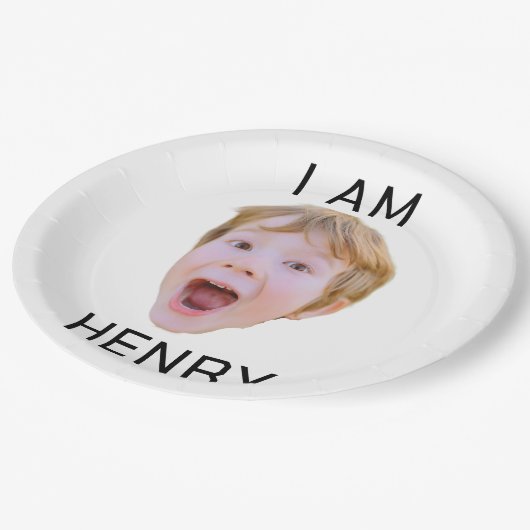 おもしろいカスタム顔プレート誕生日パーティマッチング ペーパープレート (アングル)