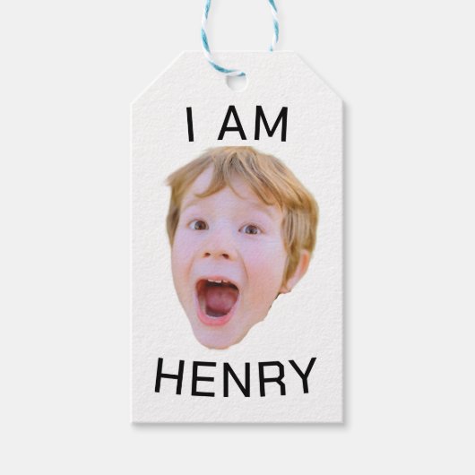 おもしろいカスタム顔ラベル誕生日パーティマッチング ギフトタグ (正面)