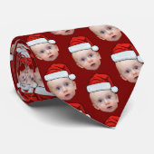 おもしろいカスタム顔写真サンタヘッドクリスマスレッド ネクタイ (ロール)