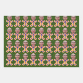 おもしろいカスタム顔写真ジンジャーブレッドマンクリスマス ラッピングペーパーシート (正面2)