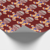 おもしろいカスタム顔写真ジンジャーブレッドマンクリスマス ラッピングペーパー (角)