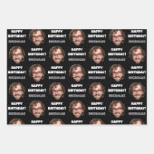 おもしろいカスタム顔写真ハッピーバースデー白黒 ラッピングペーパーシート (正面2)