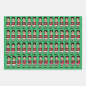 おもしろいカスタム顔写真小妖精や小人クリスマス ラッピングペーパーシート (正面2)