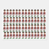 おもしろいカスタム顔写真小妖精や小人クリスマス ラッピングペーパーシート (正面)