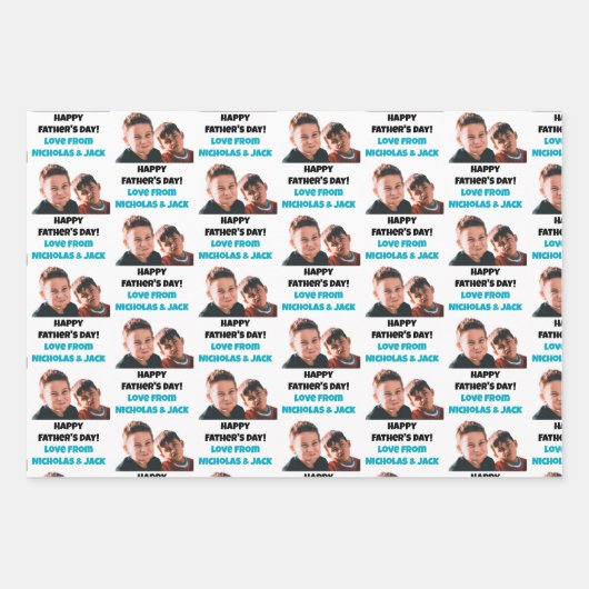 おもしろいカスタム顔写真父の日 ラッピングペーパーシート (正面)