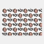 おもしろいカスタム顔写真誕生日年齢白黒 ラッピングペーパーシート (正面3)