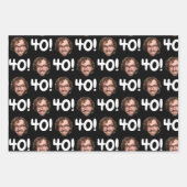 おもしろいカスタム顔写真誕生日年齢白黒 ラッピングペーパーシート (正面3)