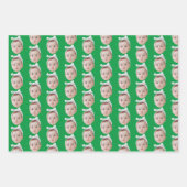 おもしろいカスタム顔顔繰り返しパターン ラッピングペーパーシート (正面3)