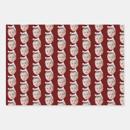 おもしろいカスタム顔顔繰り返しパターン ラッピングペーパーシート (正面2)