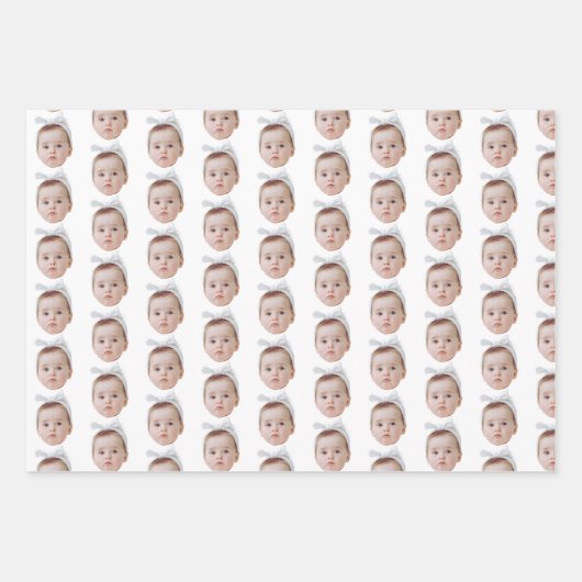 おもしろいカスタム顔顔繰り返しパターン ラッピングペーパーシート (正面)