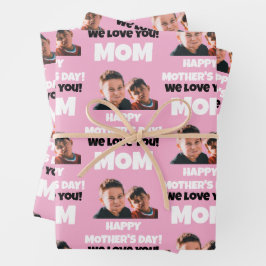 おもしろいカスタム顔Photo Happy Mother's Day ラッピングペーパーシート