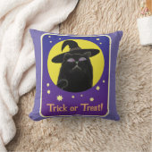 おもしろいカスタム魔女ブラックキャットハロウィーン魔術 クッション (ブランケット)