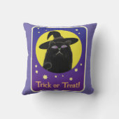 おもしろいカスタム魔女ブラックキャットハロウィーン魔術 クッション (裏面)