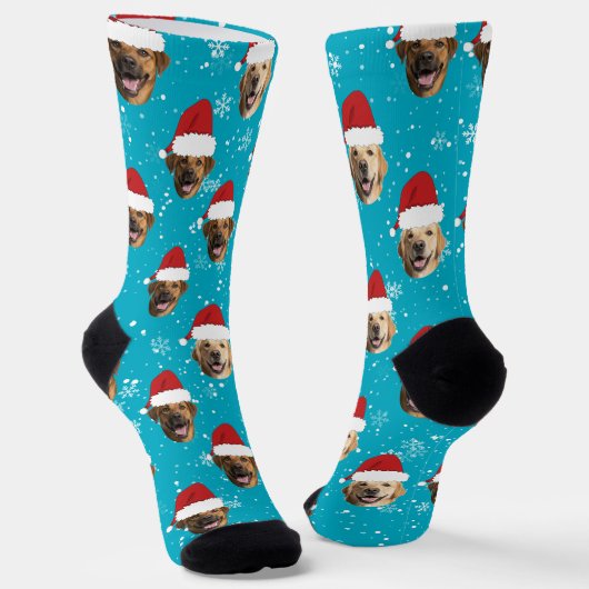 おもしろいカスタム3犬顔クリスマスサンタハッツ ソックス (傾斜あり)