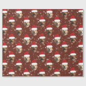 おもしろいカスタム3犬顔クリスマスサンタハッツ ラッピングペーパー (フラット)