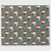 おもしろいカスタム3犬顔クリスマスサンタハッツ ラッピングペーパー (フラット)