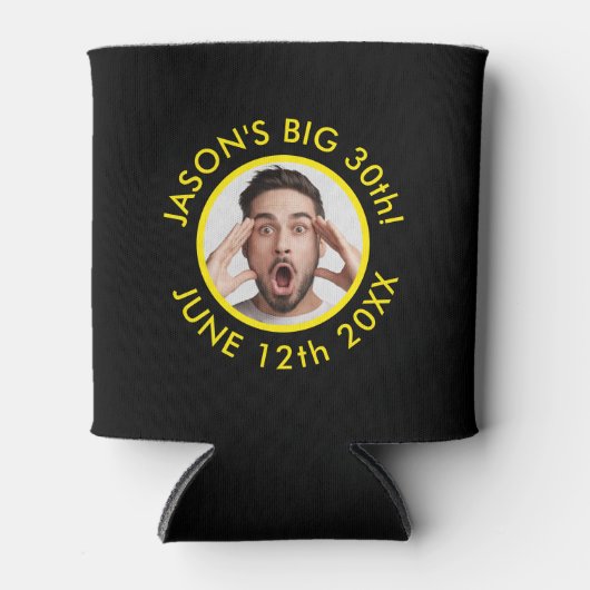 おもしろいカスタム30thポートレート2フォトバースデーパーティー 缶クーラー (正面)