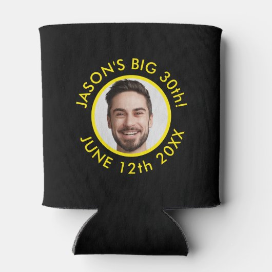 おもしろいカスタム30thポートレート2フォトバースデーパーティー 缶クーラー (裏面)