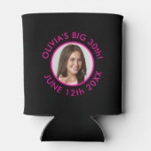 おもしろいカスタム30thポートレート2フォトバースデーパーティー 缶クーラー (裏面)