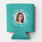 おもしろいカスタム30thポートレート2フォトバースデーパーティー 缶クーラー (裏面)