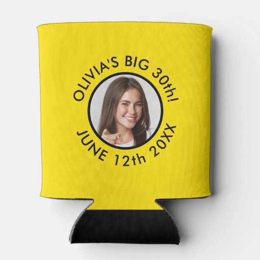 おもしろいカスタム30thポートレート2フォトバースデーパーティー 缶クーラー (裏面)