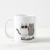 おもしろいカスタム「私の子どもの親」白黒の猫 コーヒーマグカップ (左)
