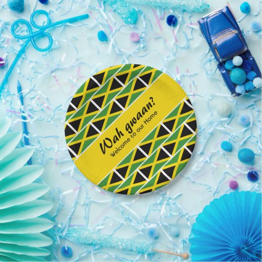 おもしろいカスタムWAH GWAANジャマイカ国旗 ペーパープレート (パーティー)