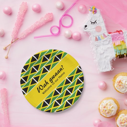 おもしろいカスタムWAH GWAANジャマイカ国旗 ペーパープレート (パーティー)