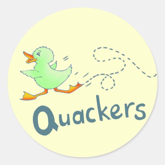 おもしろいカッカーグリーン不機嫌ダックステッカー ラウンドシール (正面)