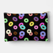 おもしろいカッコいいカラフルドーナツのパターン黒 アクセサリーポーチ (裏面)